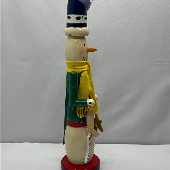 Festive Snowman Nutcracker with Scarf and Stars - Picture 2 of 4
